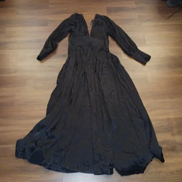 Trashy Diva Black Satin Bianca Dress RARE 1940s VINTAGE DESIGNER NWT 12 GLAM - Picture 7 of 10